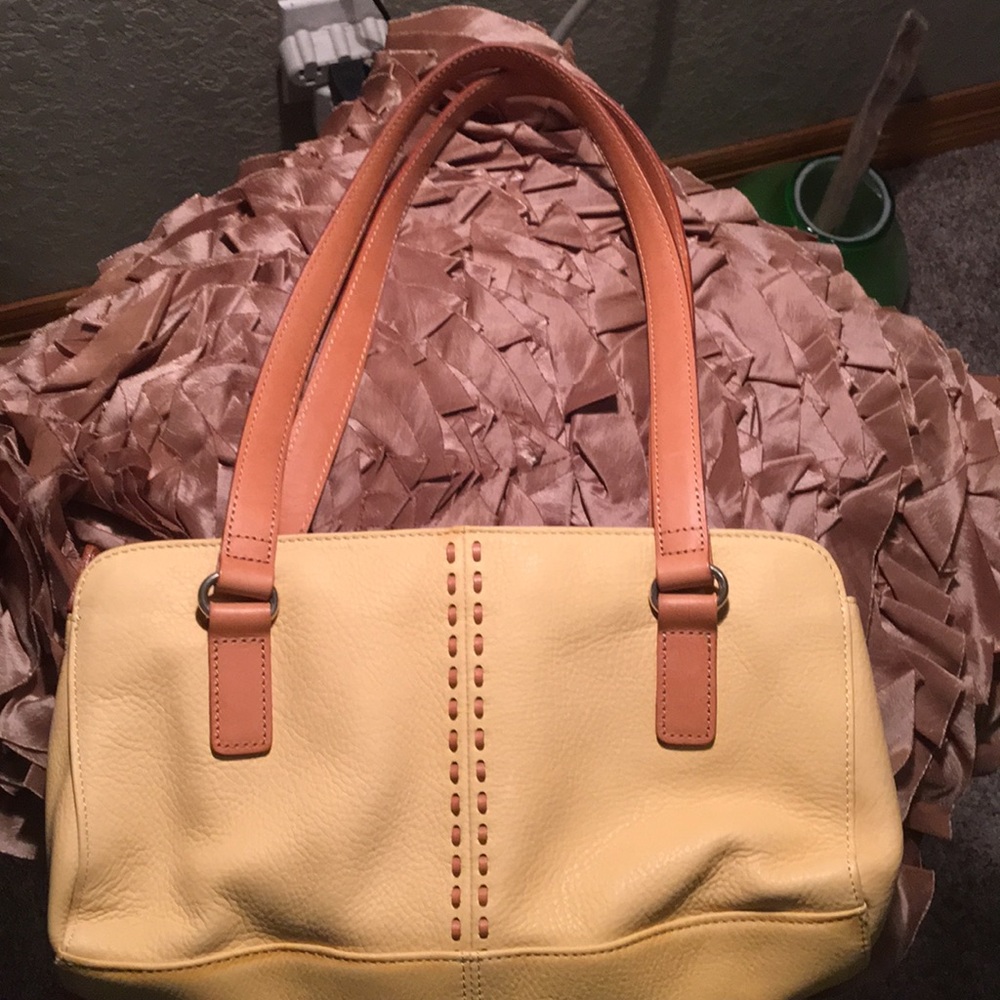 Fossil Pebbled Yellow Leather Shoulder Bag